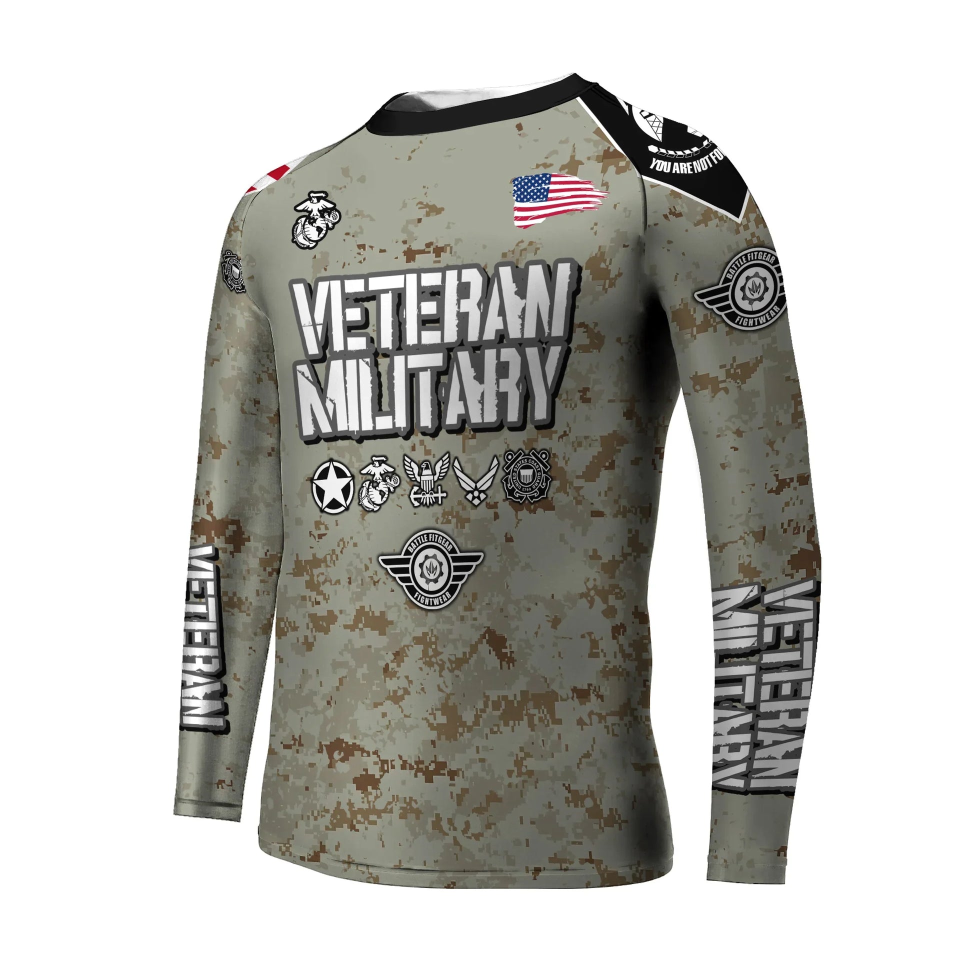 Personalized Veteran USMC Uniform Kids Rash Guard
