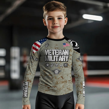Personalized Veteran USMC Uniform Kids Rash Guard