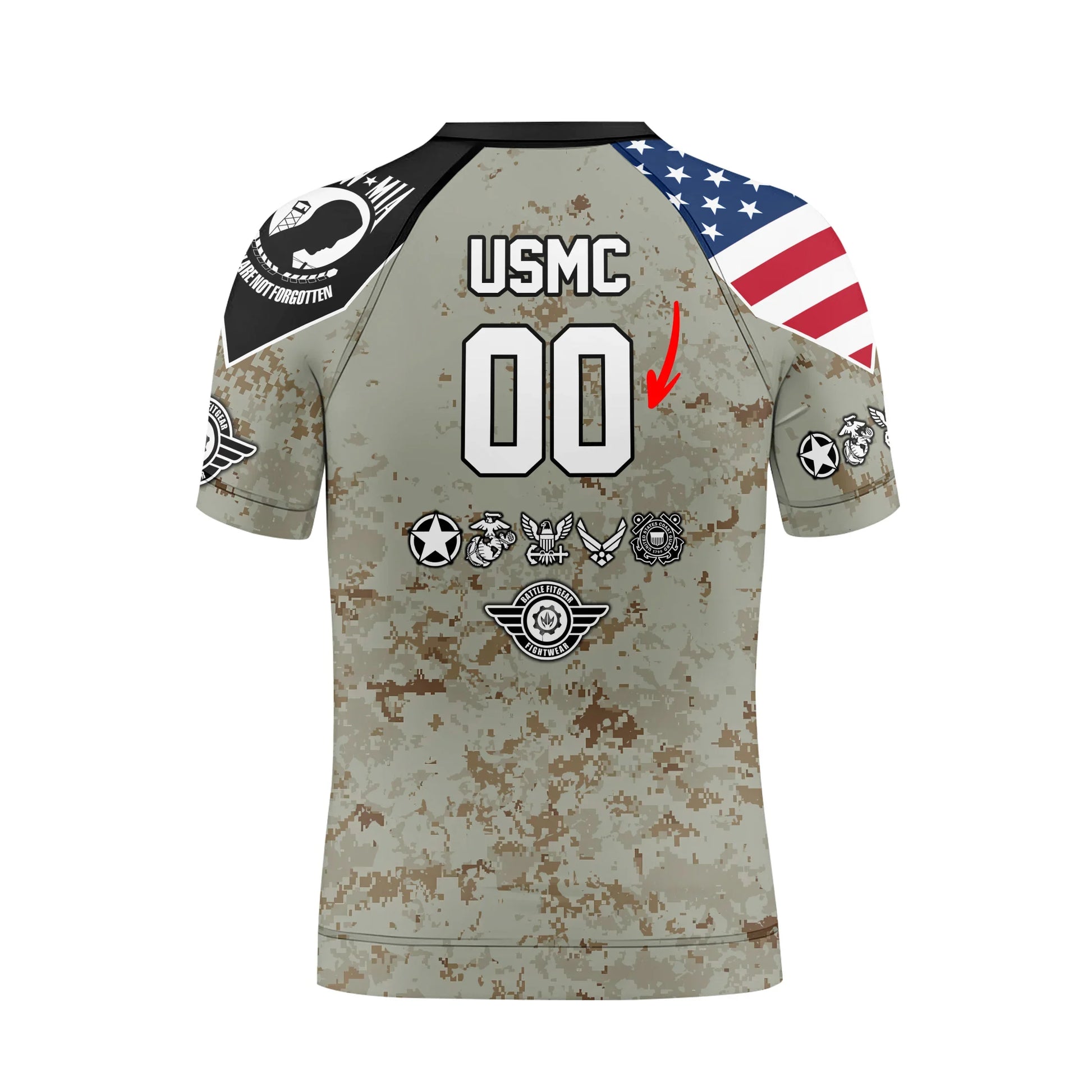 Personalized Veteran USMC Uniform Kids Rash Guard