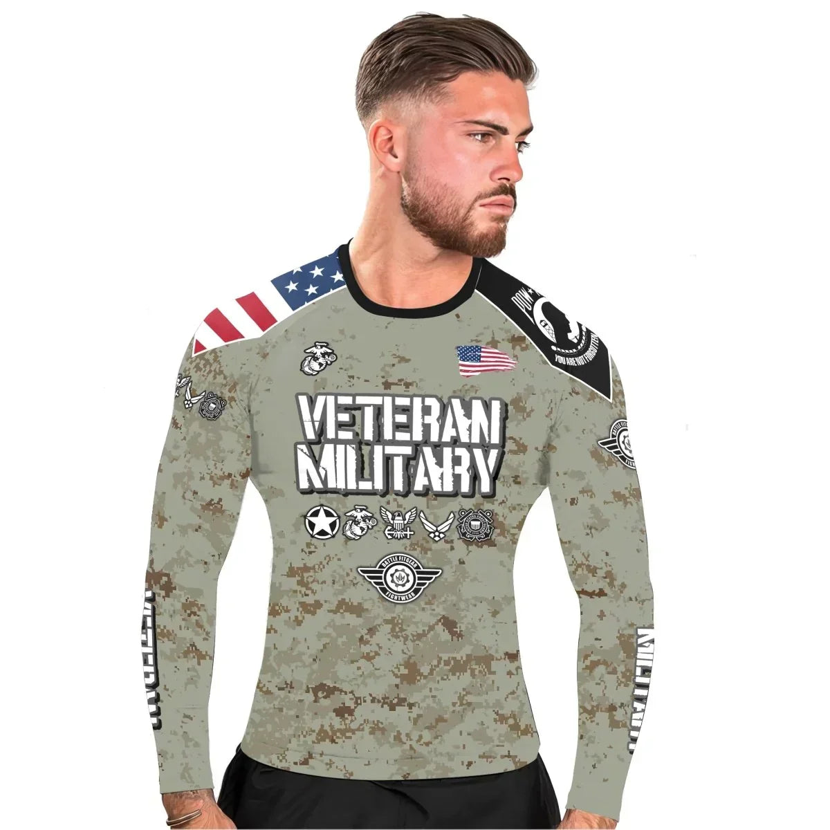 Personalized Veteran USMC Uniform Men's Long Sleeve Rash Guard
