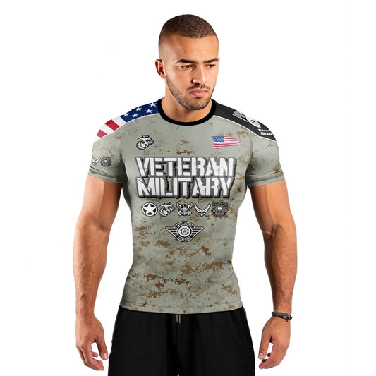 Personalized Veteran USMC Uniform Men's Short Sleeve Rash Guard - BattleFitGear