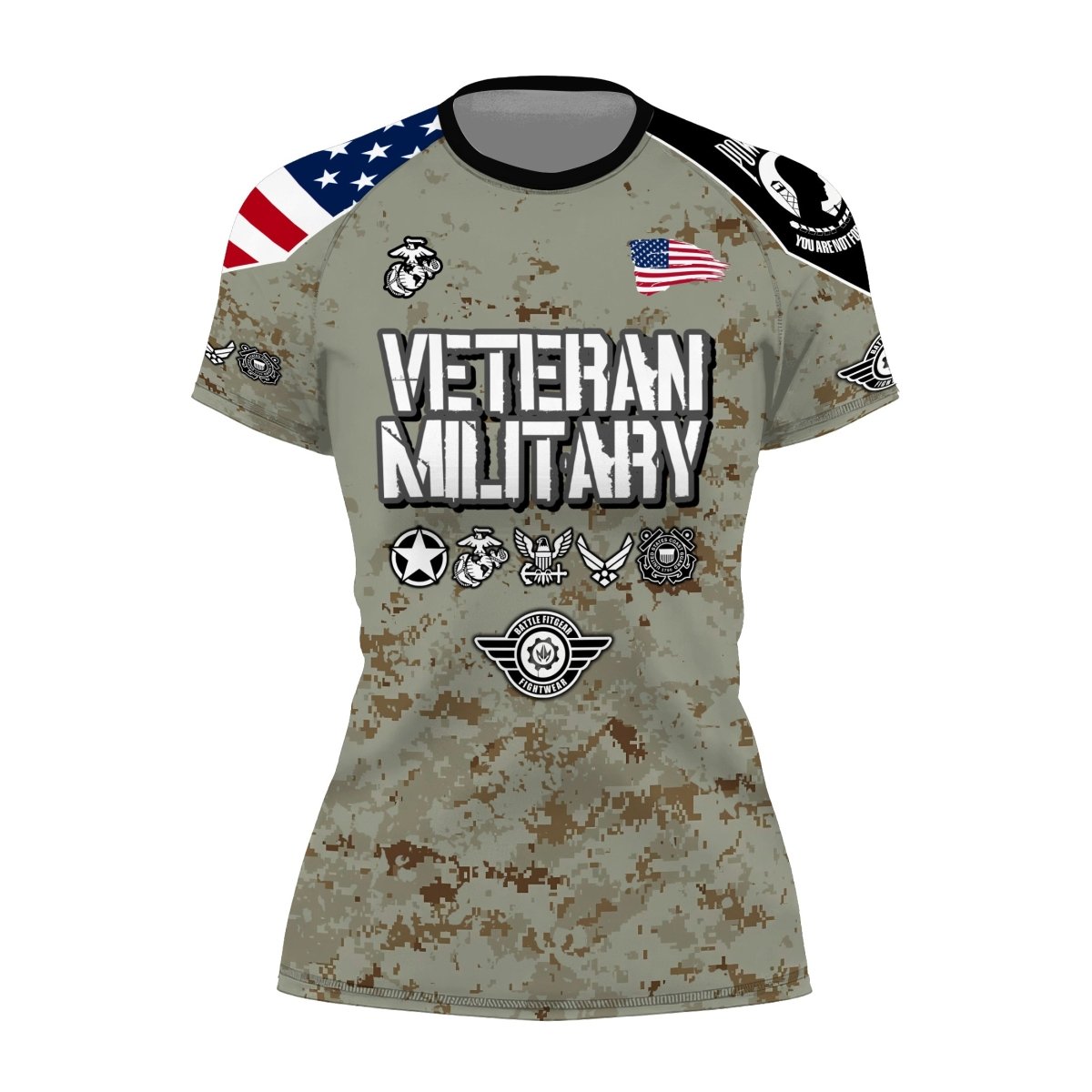 Personalized Veteran USMC Uniform Women's Short Sleeve Rash Guard - BattleFitGear