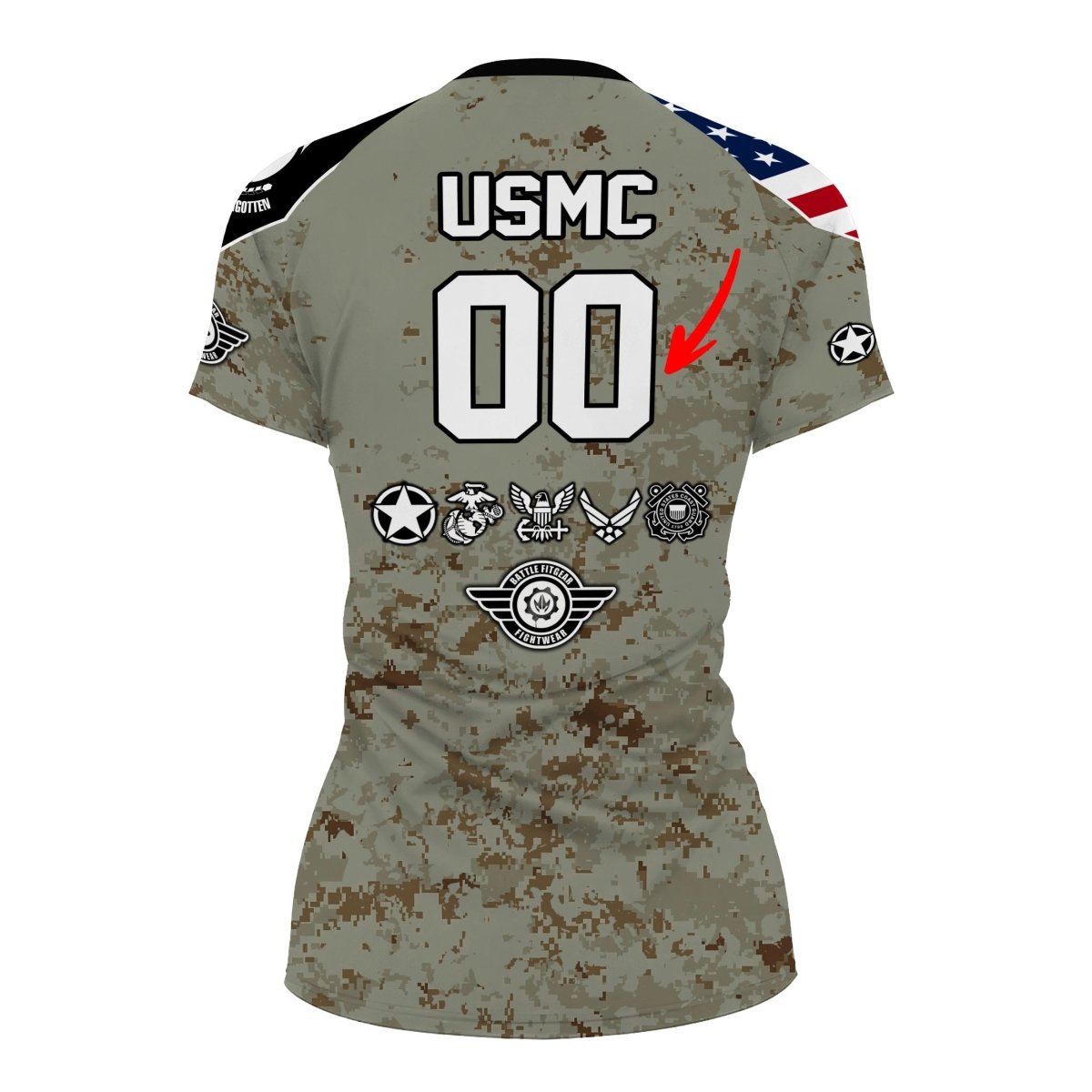 Personalized Veteran USMC Uniform Women's Short Sleeve Rash Guard - BattleFitGear