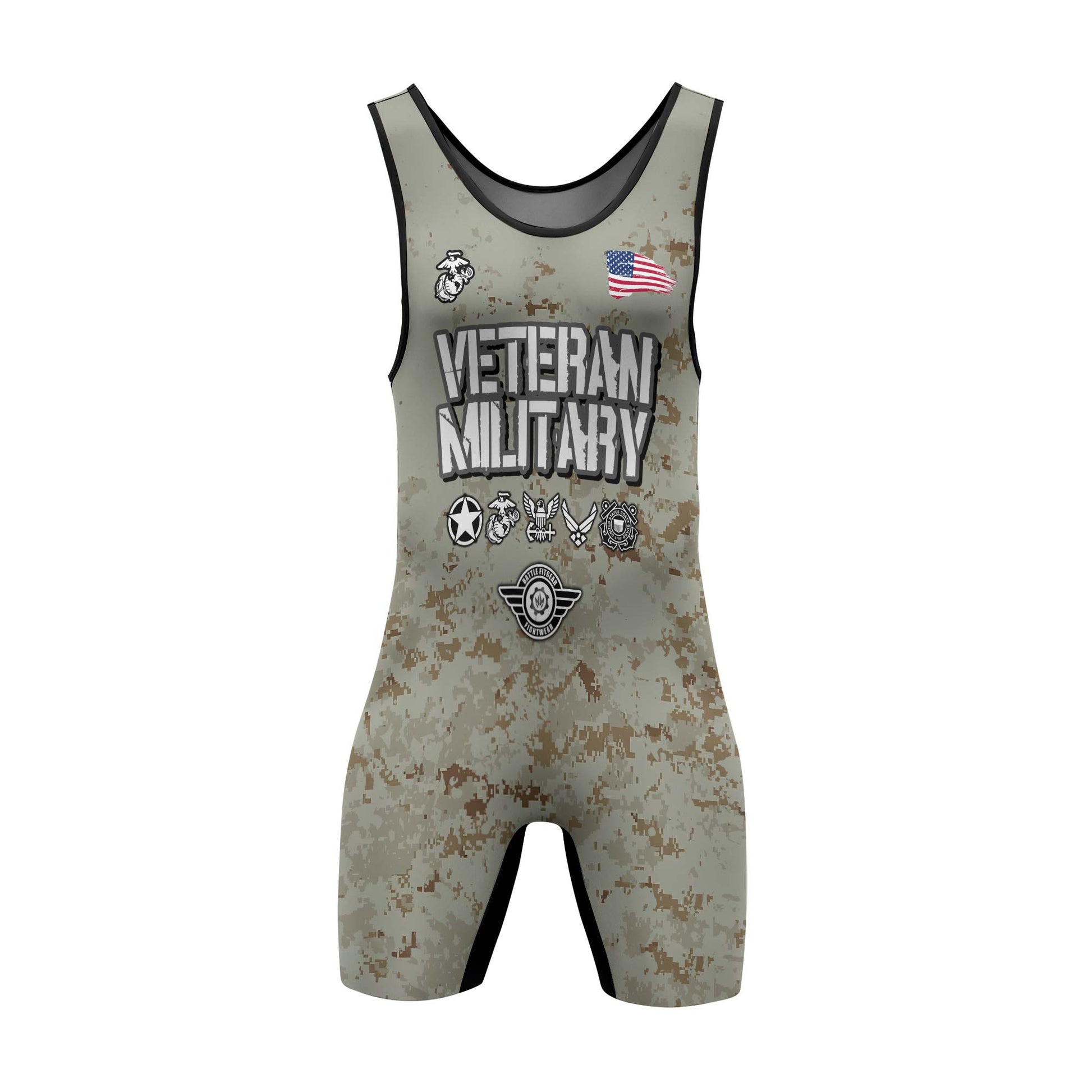 Personalized Veteran USMC Uniform Wrestling Singlets
