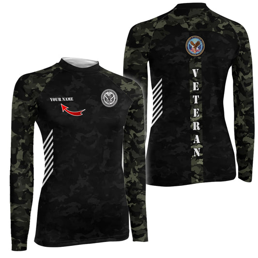 Personalized Veteran Women's Long Sleeve Rash Guard