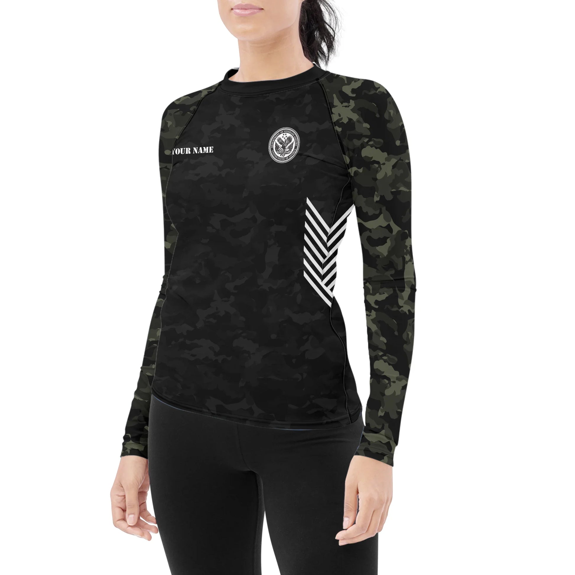 Personalized Veteran Women's Long Sleeve Rash Guard