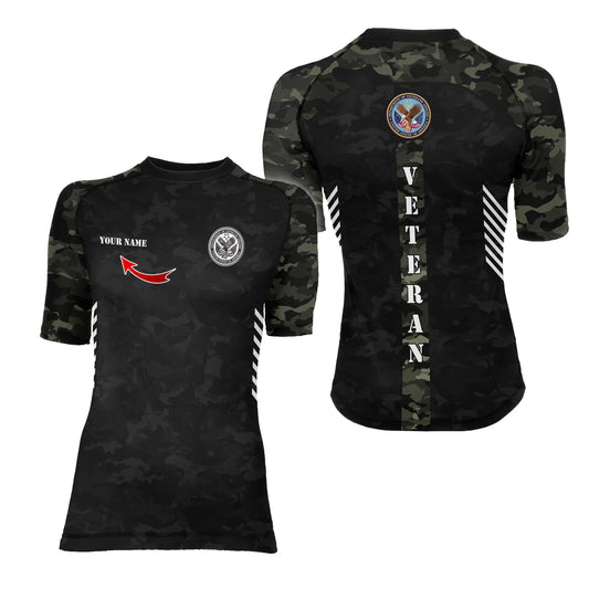 Personalized Veteran Women's Short Sleeve Rash Guard