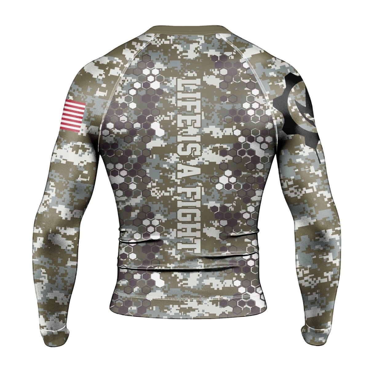 Personalized Army Camo Men's Long Sleeve Rash Guard - BattleFitGear