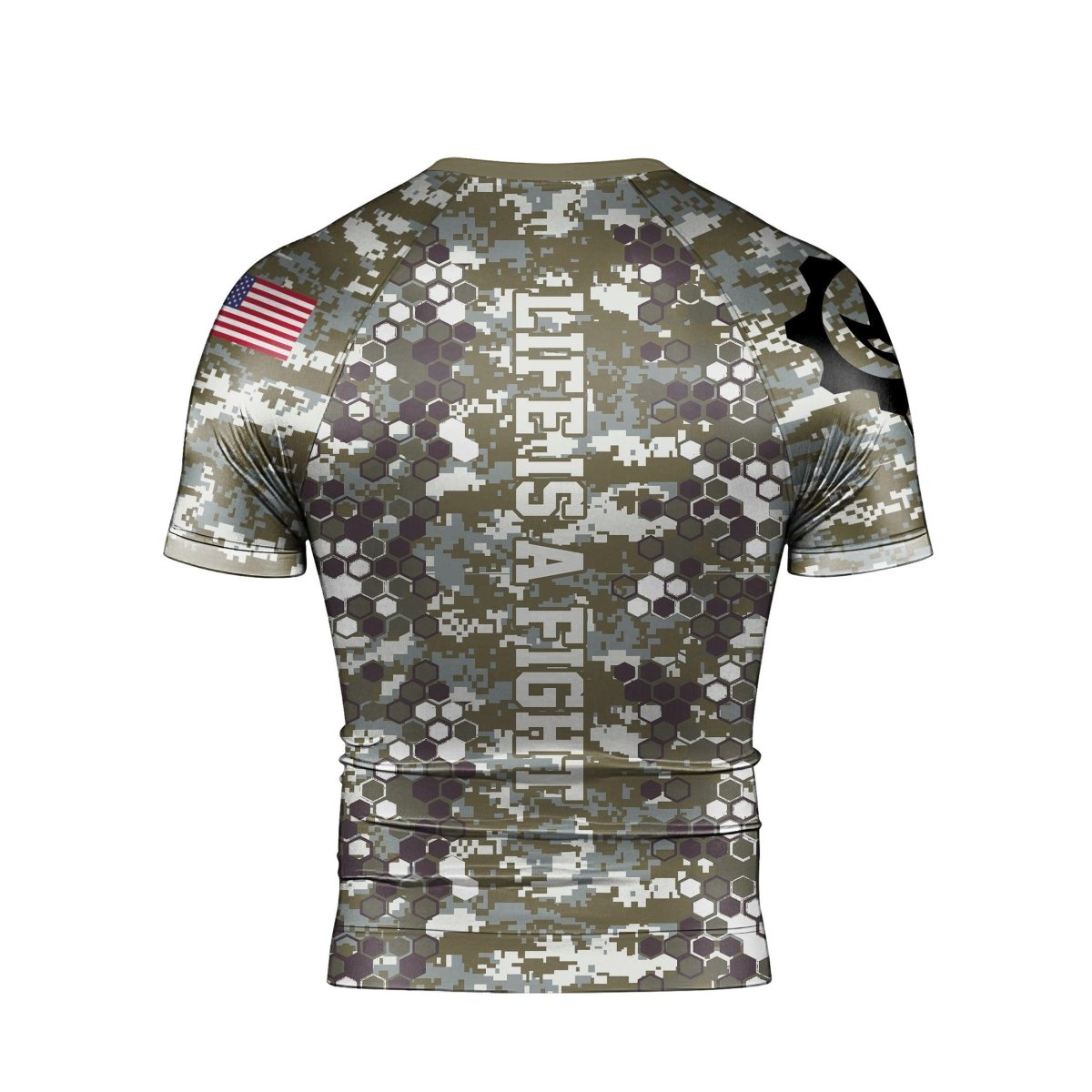 Personalized Army Camo Men's Short Sleeve Rash Guard - BattleFitGear