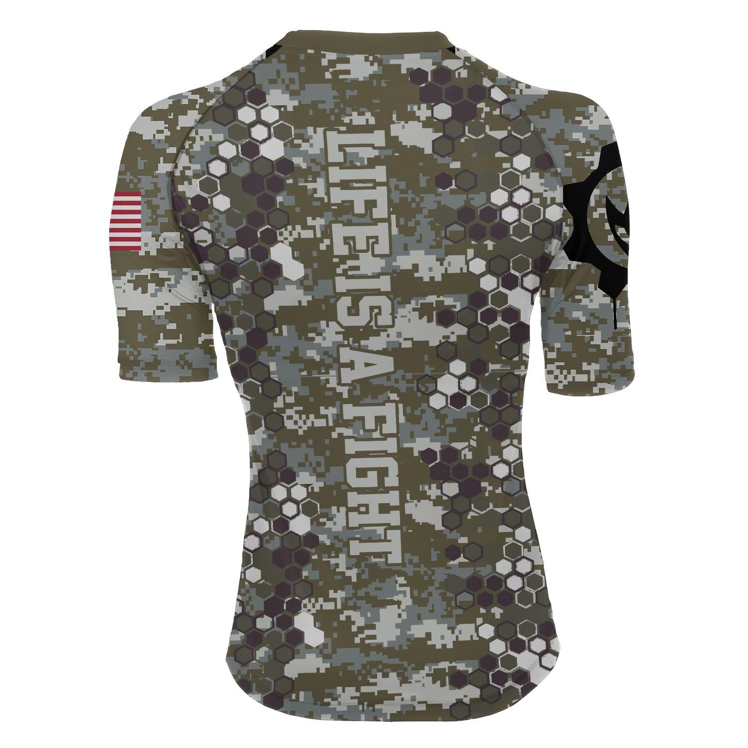 Personalized Army Camo Women's Short Sleeve Rash Guard - BattleFitGear