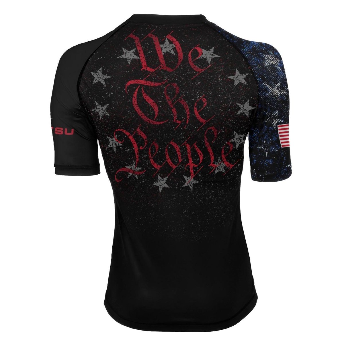 Personalized American Jiu Jitsu Grunge Women's Short Sleeve Rash Guard - BattleFitGear