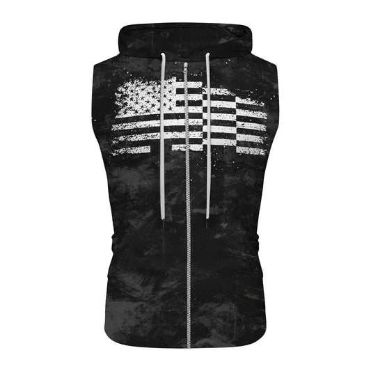 Personalized Painting American Flag Sleeveless Pullover & Zip Hoodie - BattleFitGear