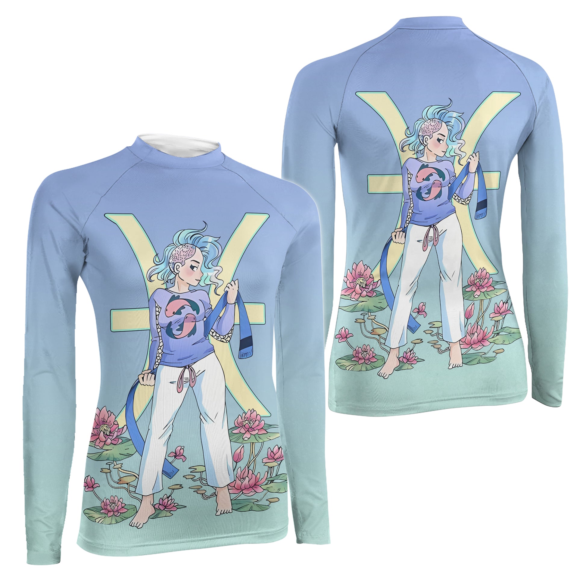 Pisces Zodiac Mom Women's Long Sleeve Rash Guard