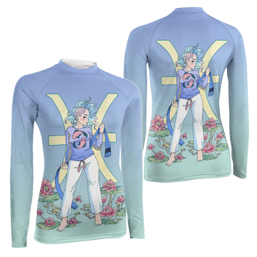 Pisces Zodiac Mom Women's Long Sleeve Rash Guard