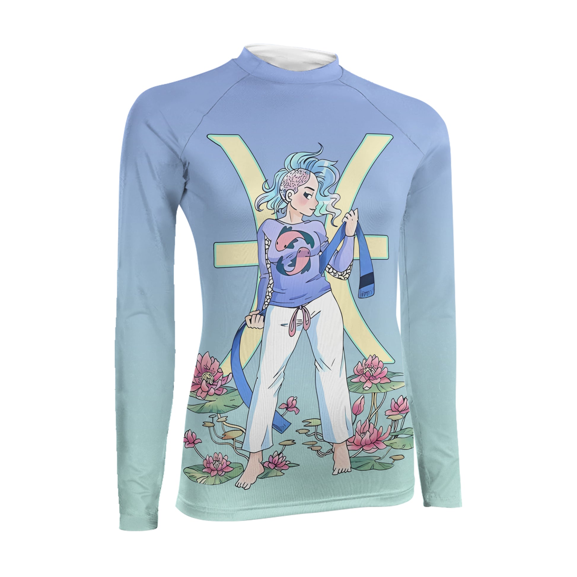 Pisces Zodiac Mom Women's Long Sleeve Rash Guard