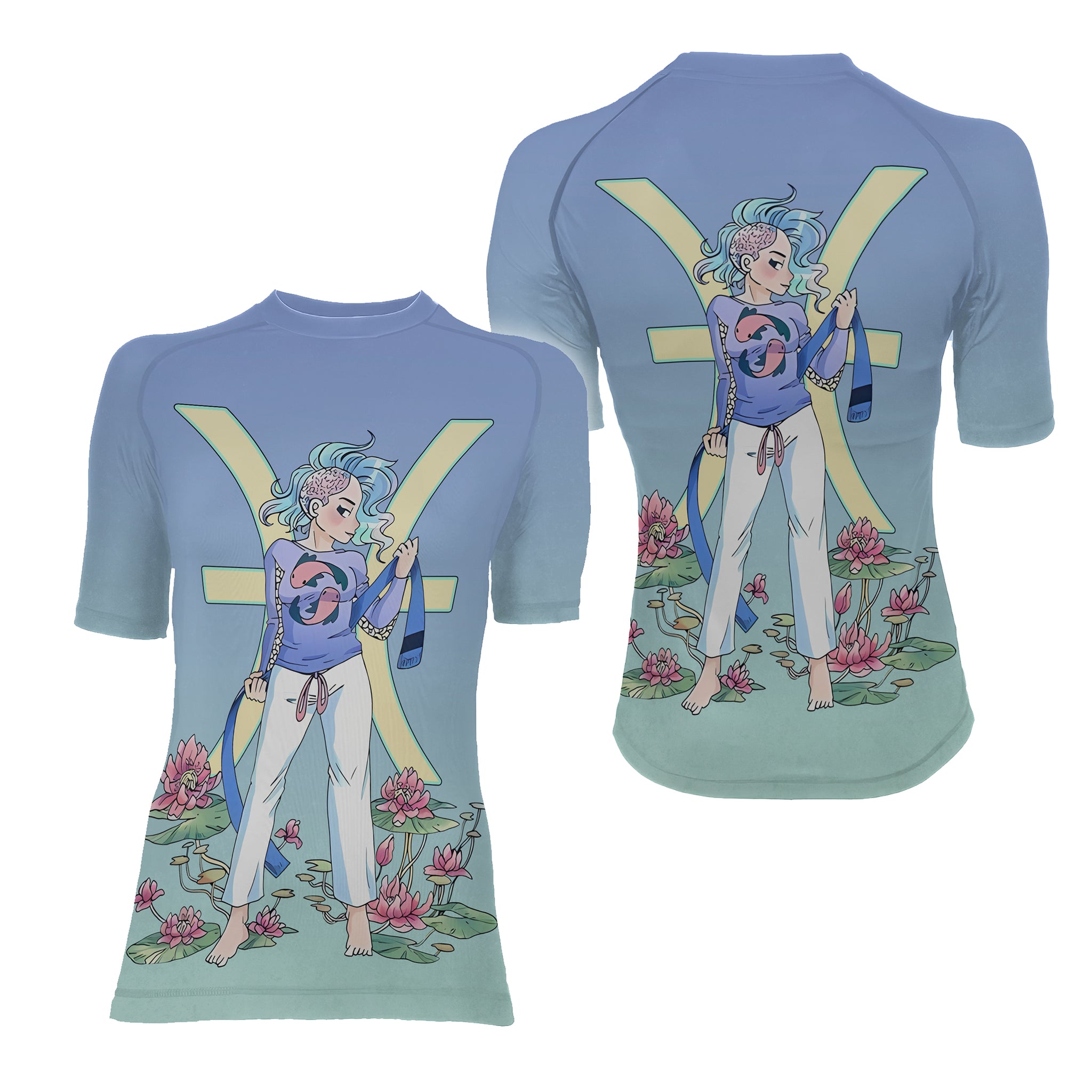 Pisces Zodiac Mom Women's Short Sleeve Rash Guard