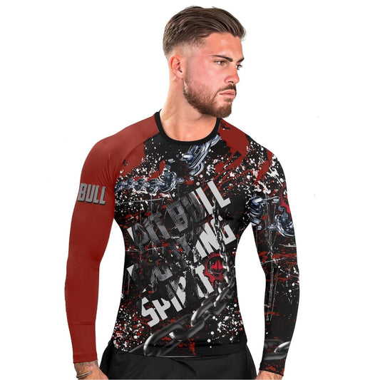 Pitbull Fighting Spirit Men's Long Sleeve Rash Guard - BattleFitGear