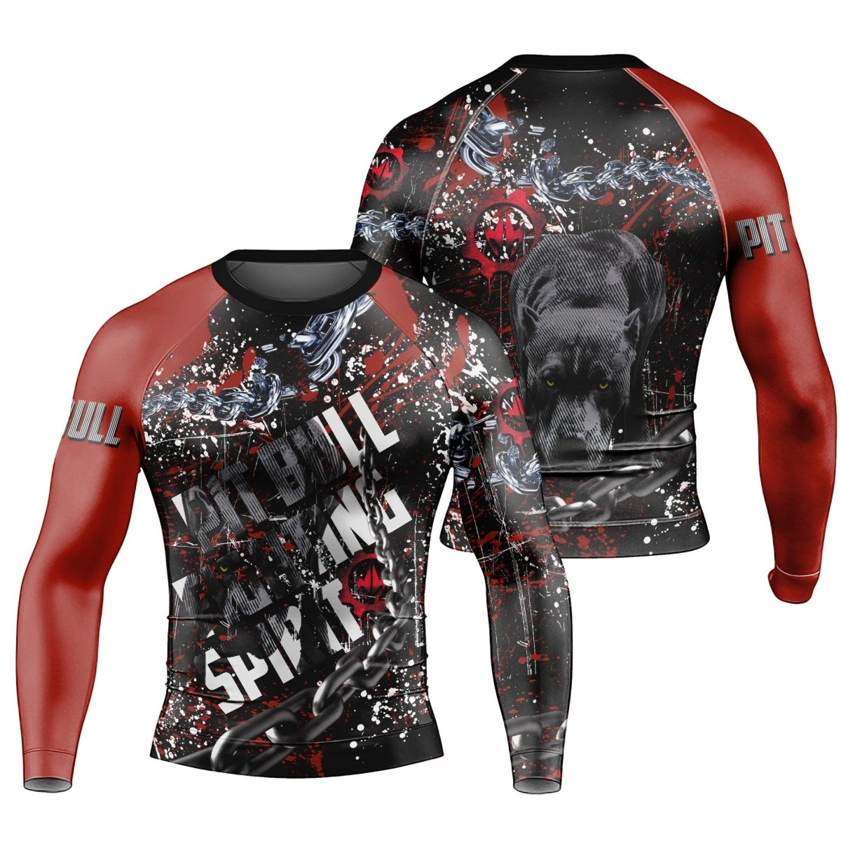 Pitbull Fighting Spirit Men's Long Sleeve Rash Guard - BattleFitGear