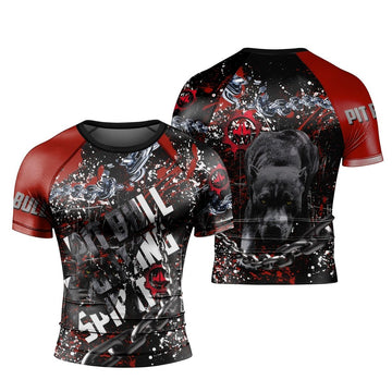 Pitbull Fighting Spirit Men's Short Sleeve Rash Guard - BattleFitGear