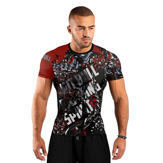 Pitbull Fighting Spirit Men's Short Sleeve Rash Guard - BattleFitGear