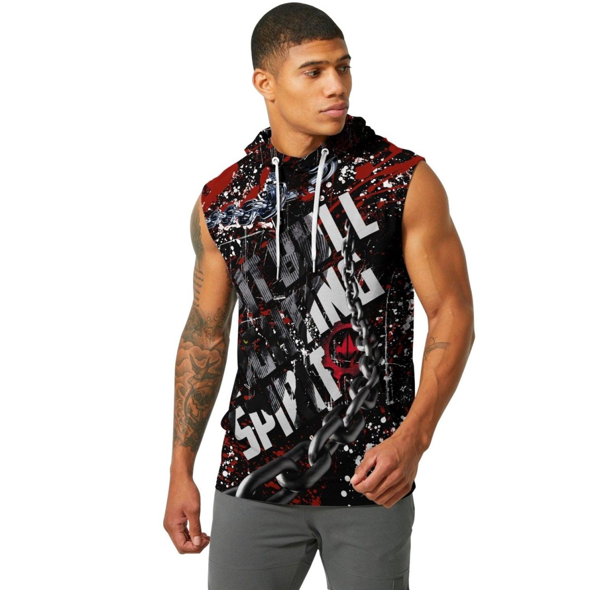 Pitbull Fighting Spirit Sleeveless Pullover & Zip Hoodie - BattleFitGear