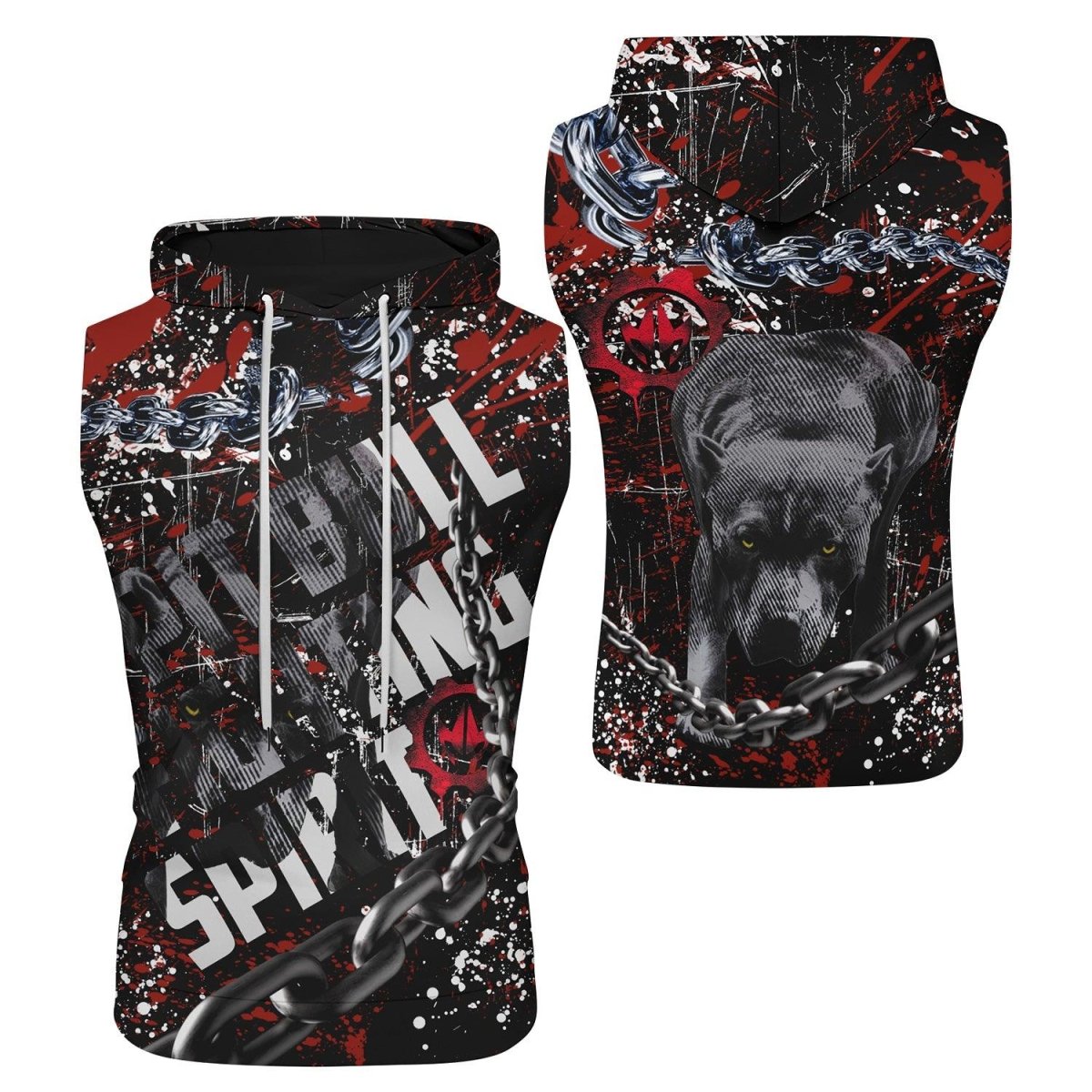 Pitbull Fighting Spirit Sleeveless Pullover & Zip Hoodie - BattleFitGear