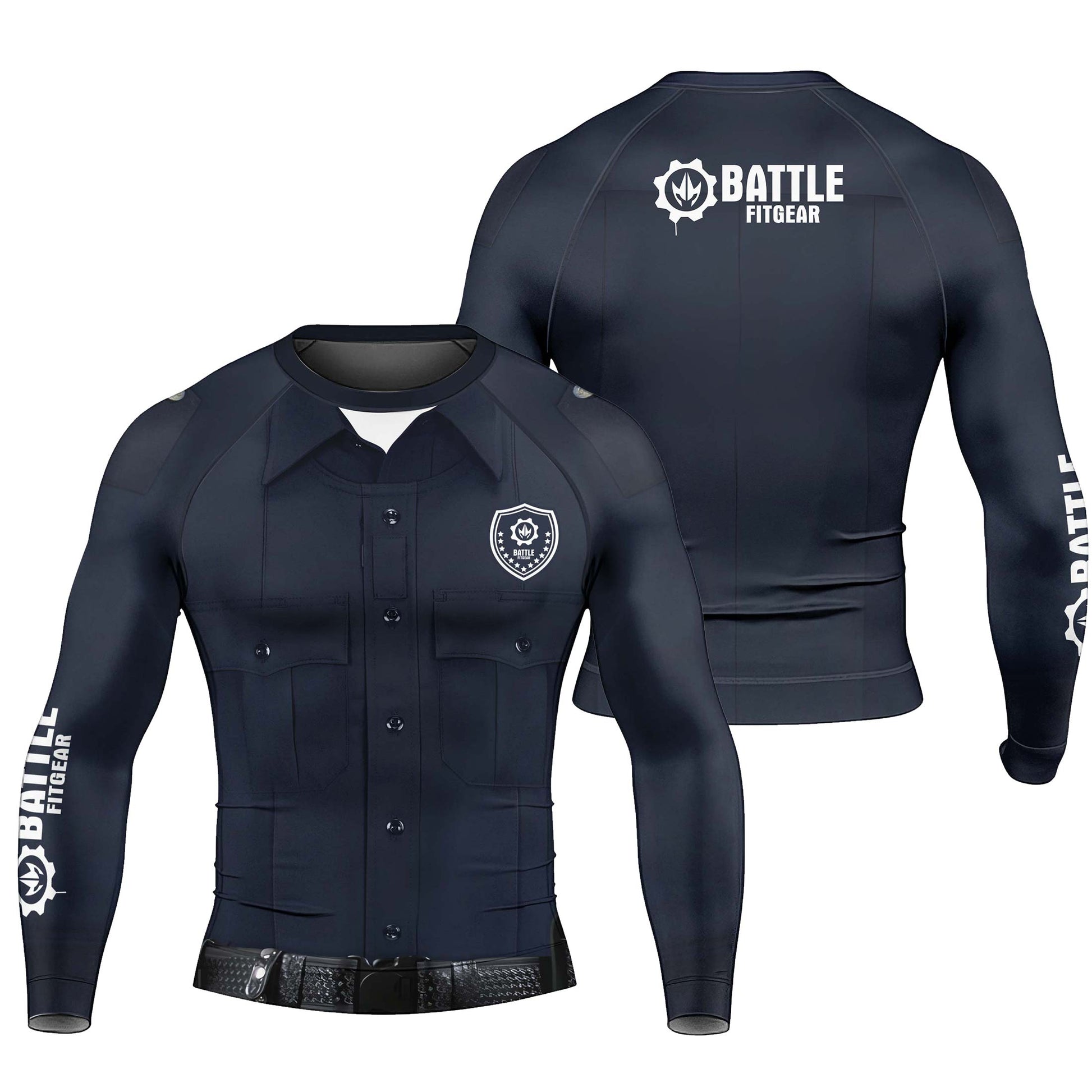 Police Officer Fighter Men's Long Sleeve Rash Guard