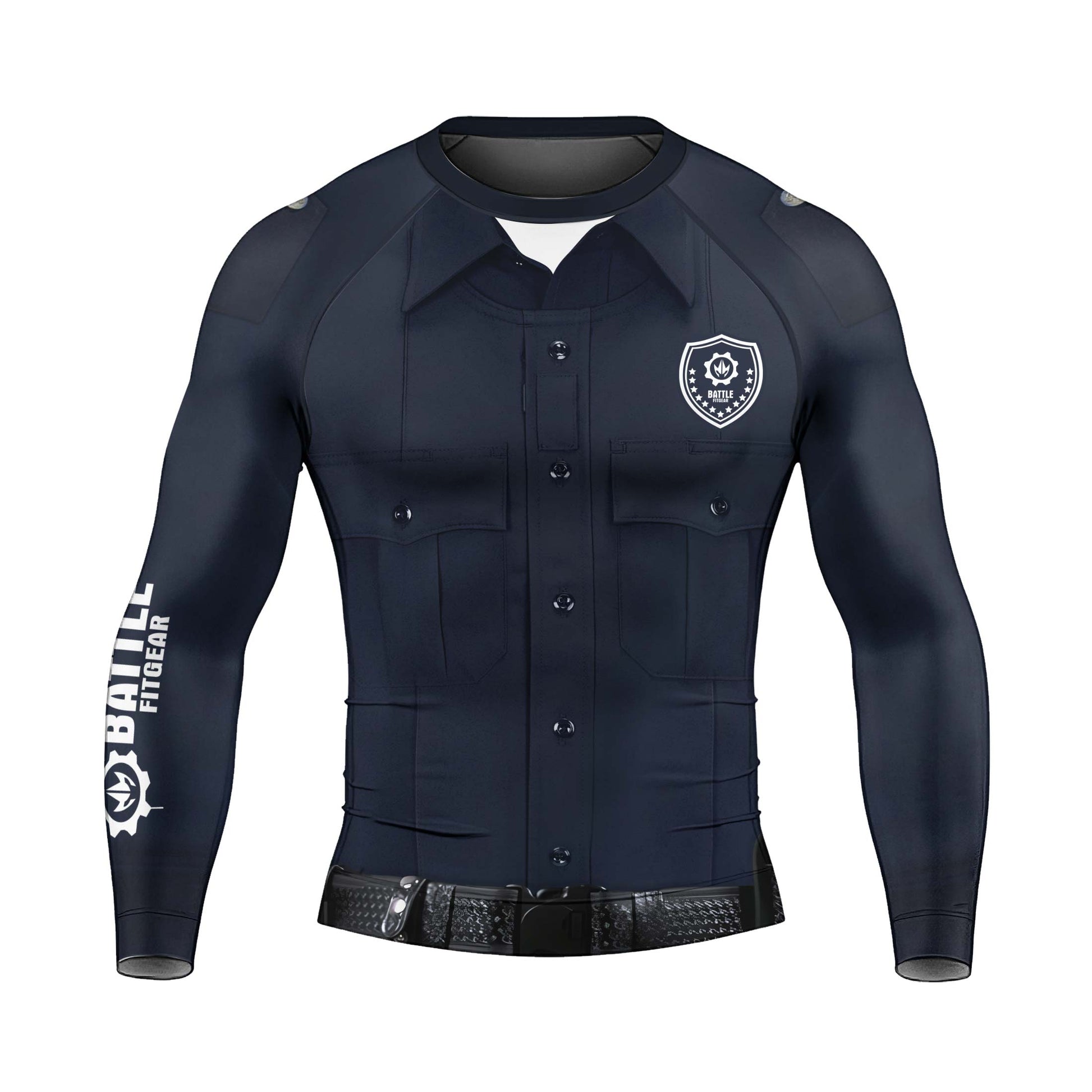 Police Officer Fighter Men's Long Sleeve Rash Guard