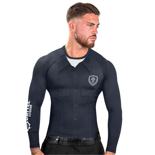 Police Officer Fighter Men's Long Sleeve Rash Guard