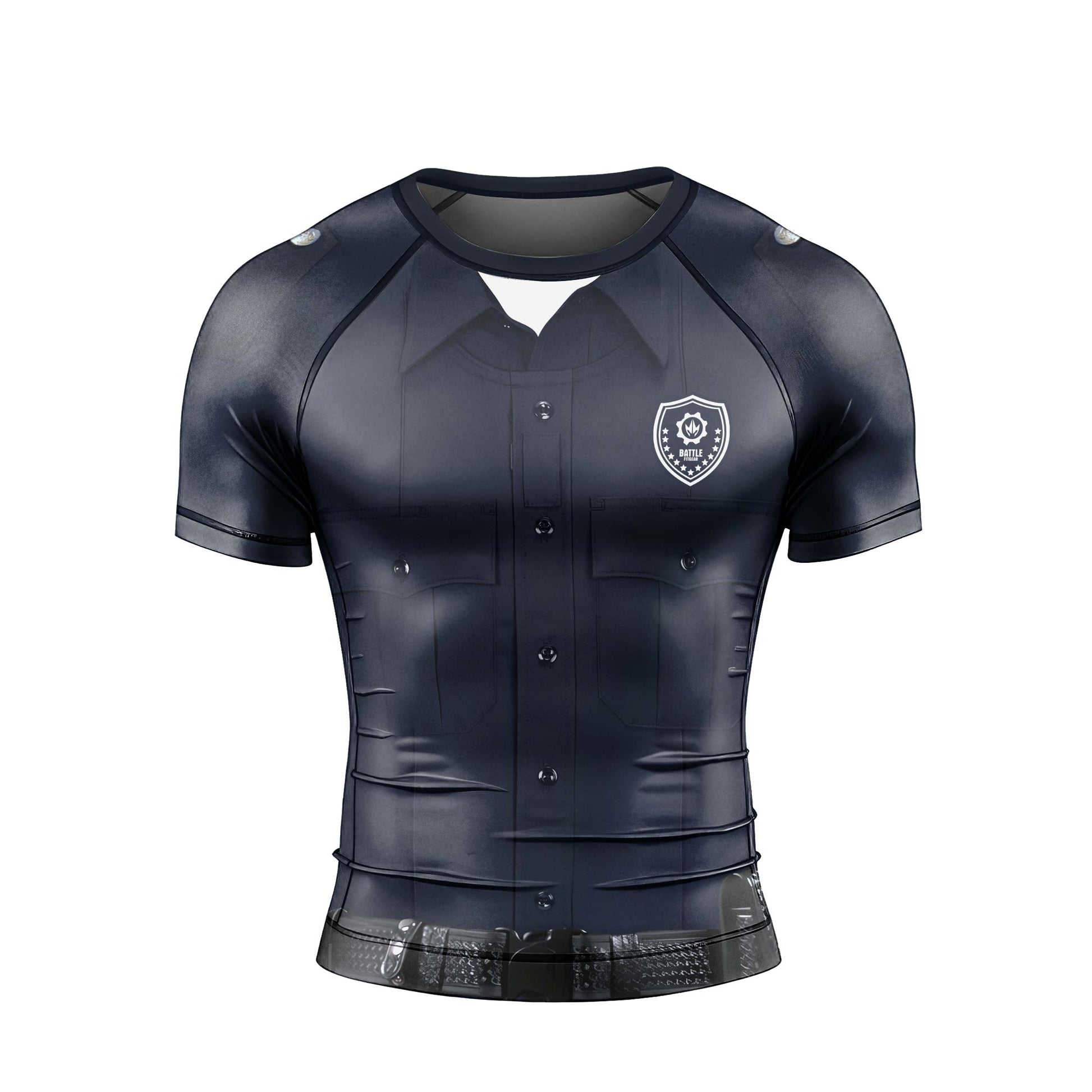 Police Officer Fighter Men's Short Sleeve Rash Guard