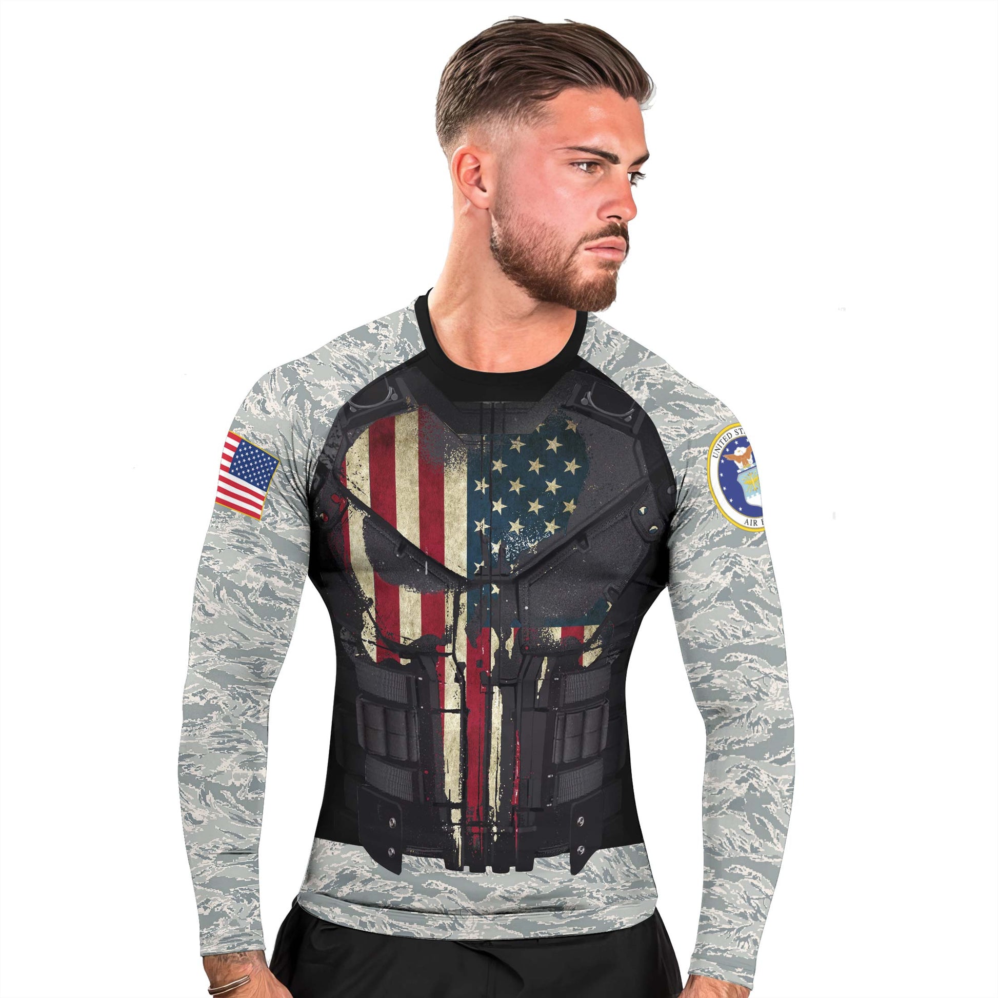 Punisher US Air Force Men's Long Sleeve Rash Guard