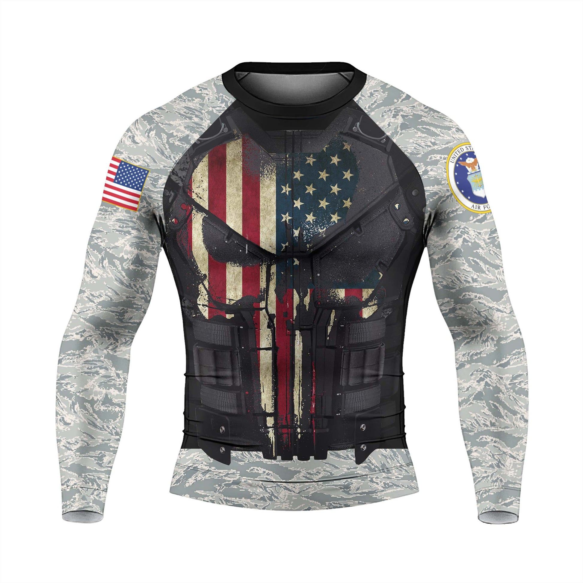 Punisher US Air Force Men's Long Sleeve Rash Guard