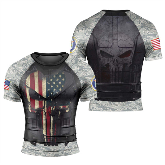 Punisher US Air Force Men's Short Sleeve Rash Guard
