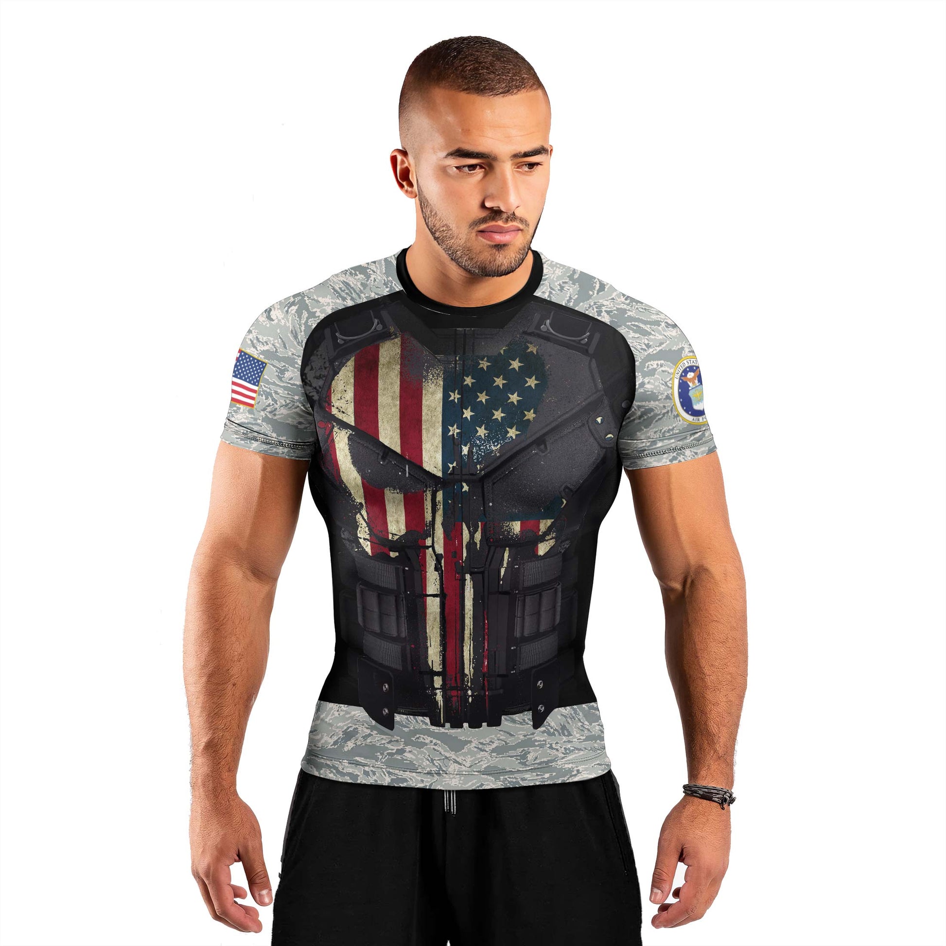 Punisher US Air Force Men's Short Sleeve Rash Guard
