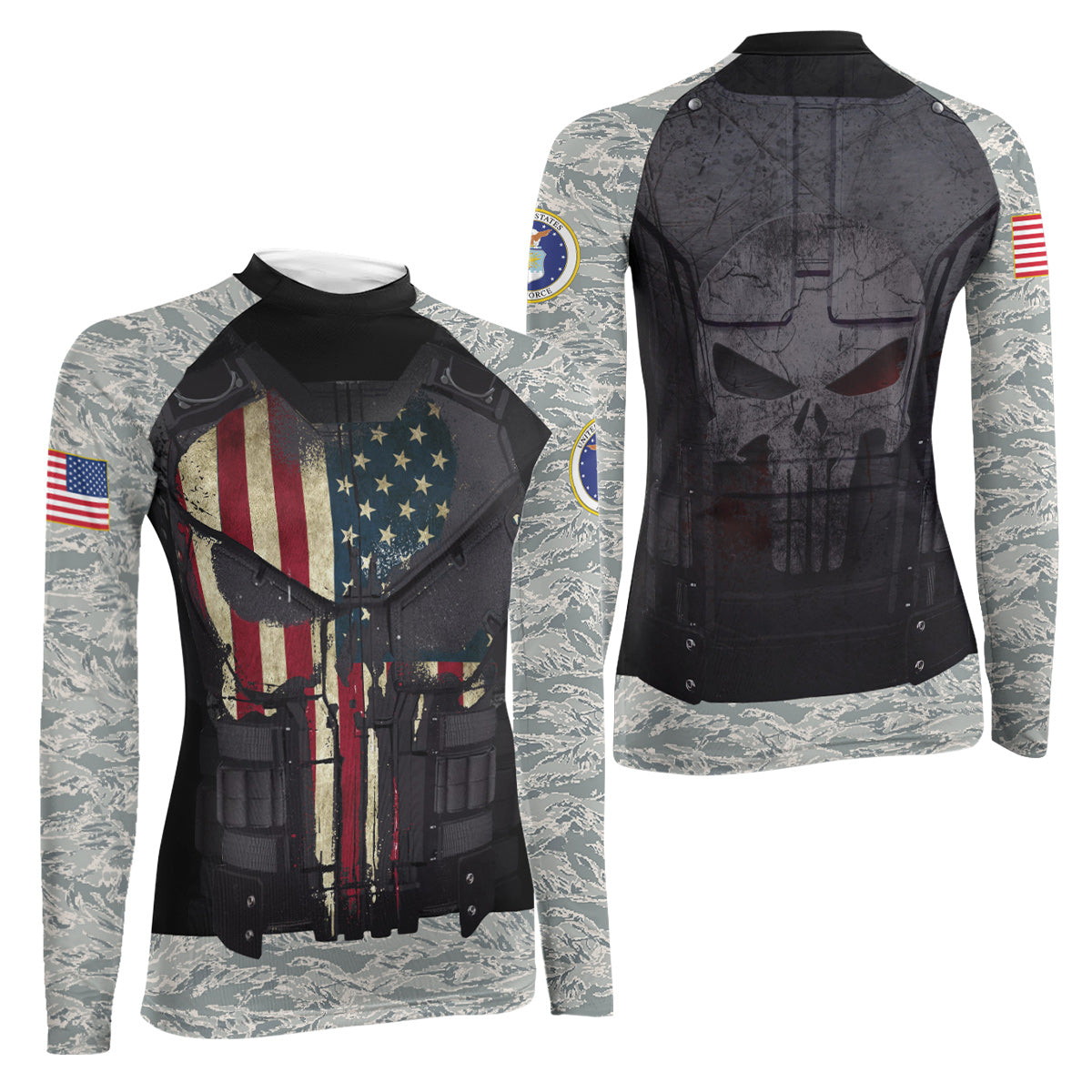 Punisher US Air Force Women's Long Sleeve Rash Guard