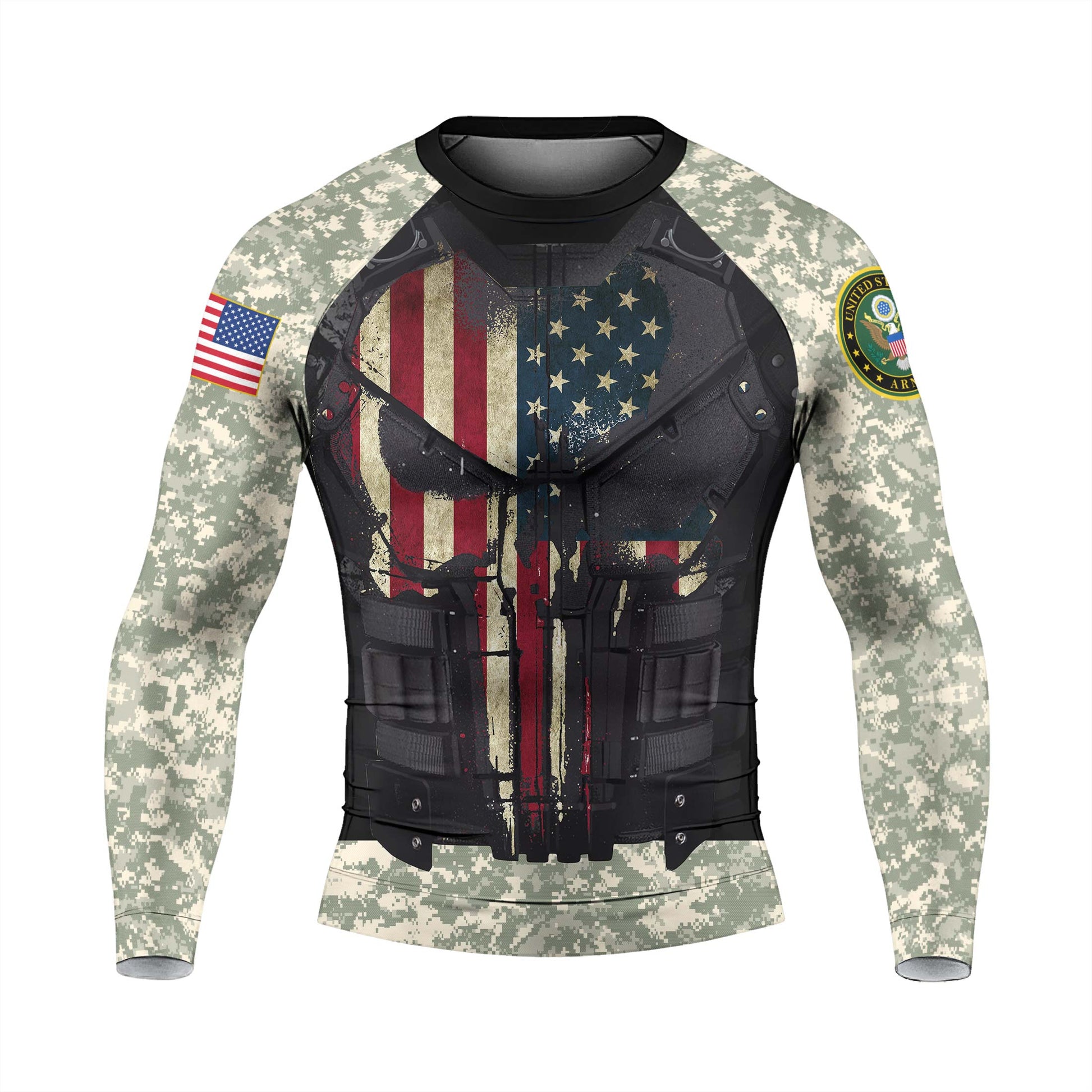 Punisher US Army Men's Long Sleeve Rash Guard