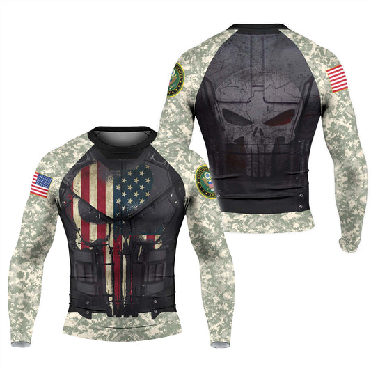 Punisher US Army Men's Long Sleeve Rash Guard