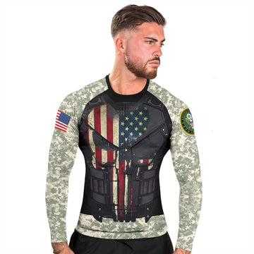Punisher US Army Men's Long Sleeve Rash Guard