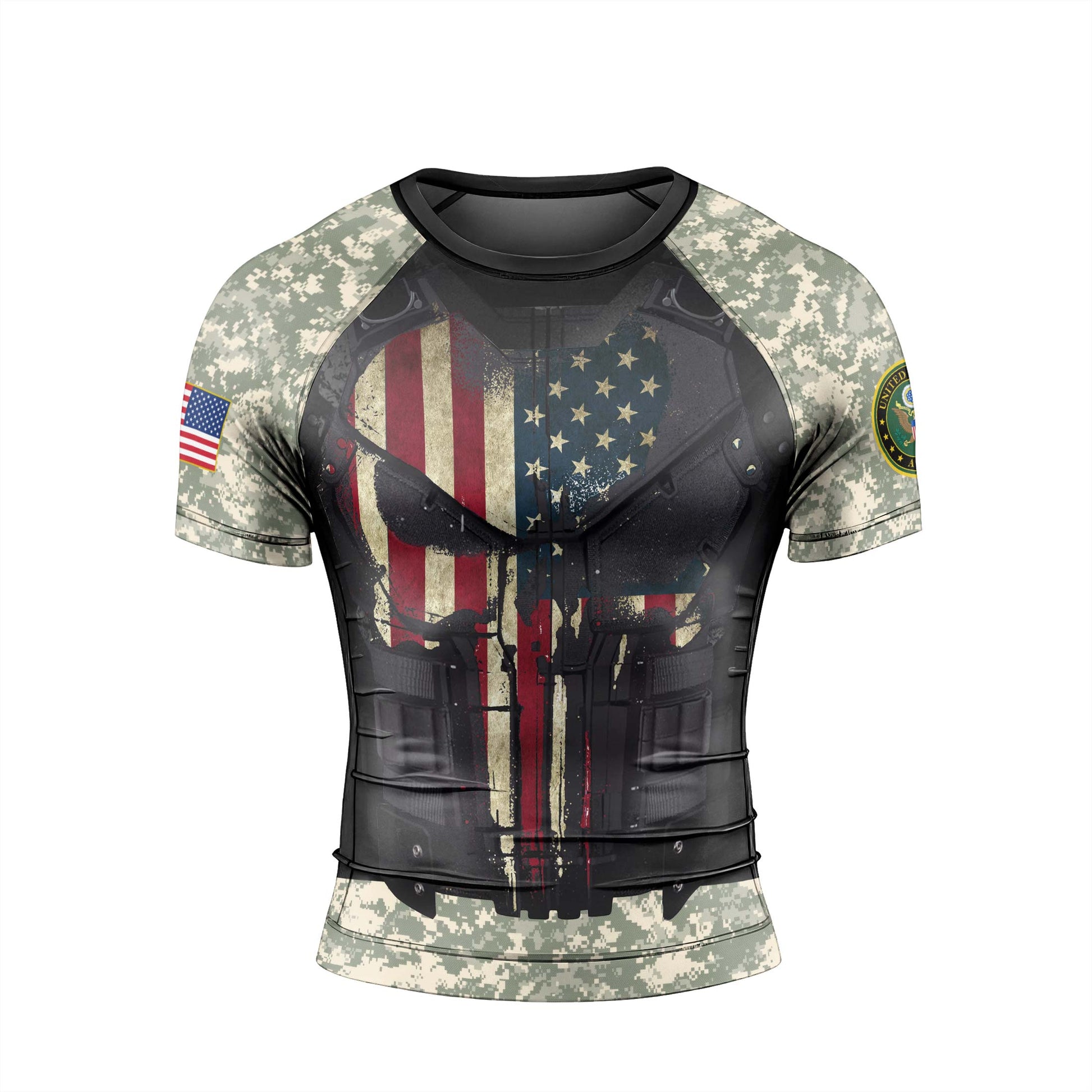 Punisher US Army Men's Short Sleeve Rash Guard