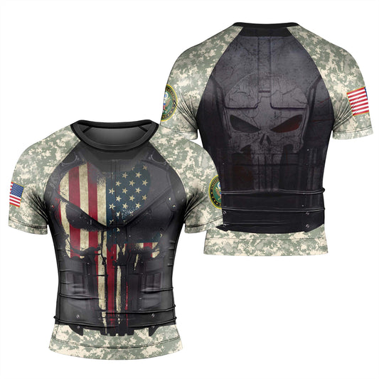 Punisher US Army Men's Short Sleeve Rash Guard