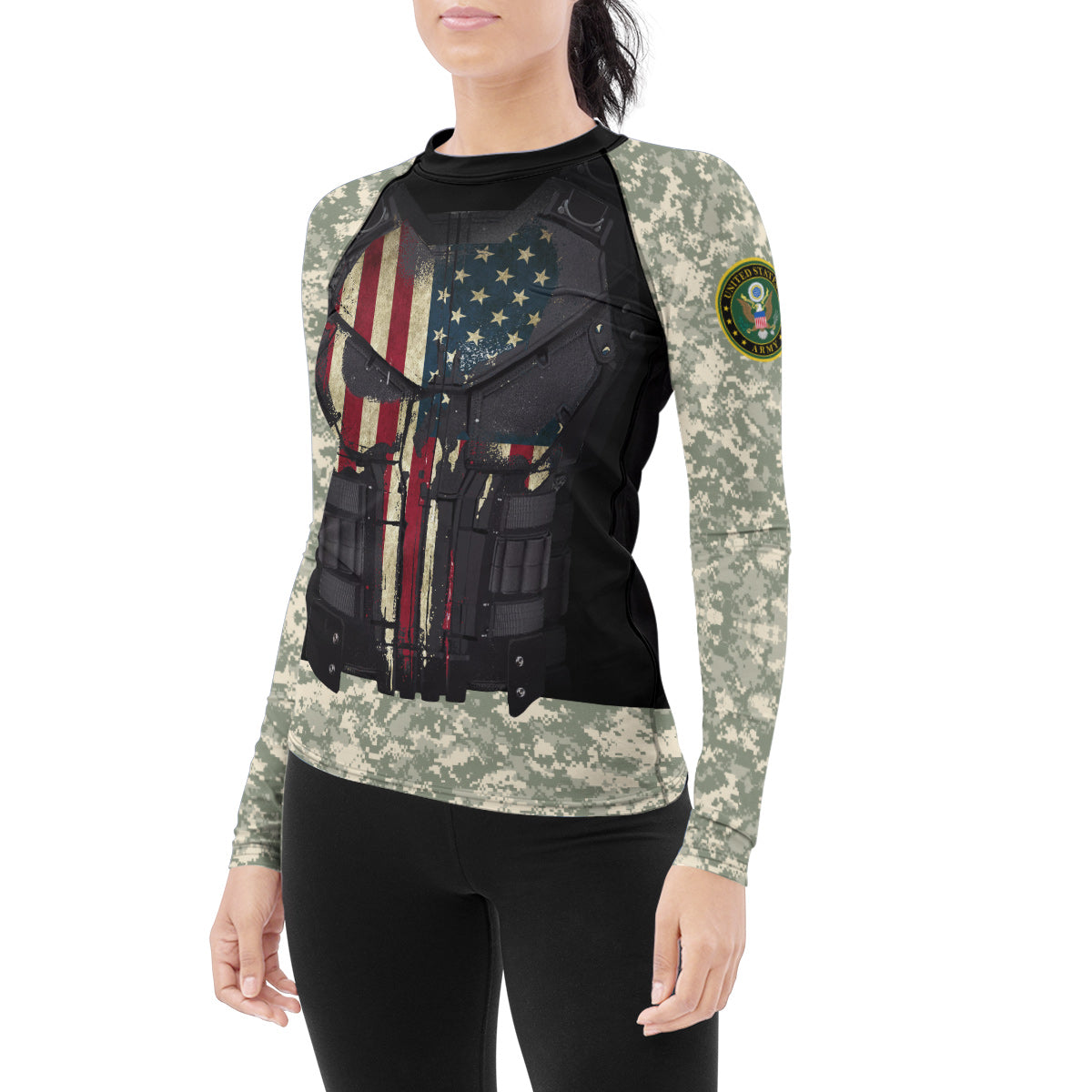 Punisher US Army Women's Long Sleeve Rash Guard