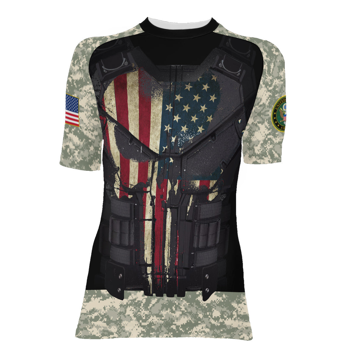 Punisher US Army Women's Short Sleeve Rash Guard