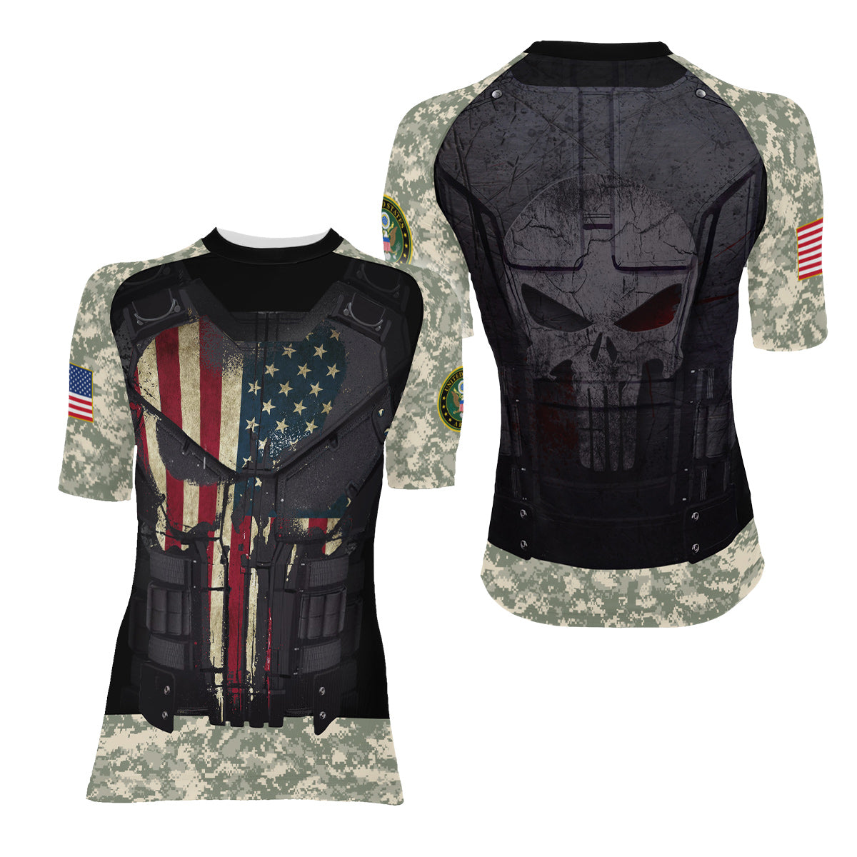 Punisher US Army Women's Short Sleeve Rash Guard