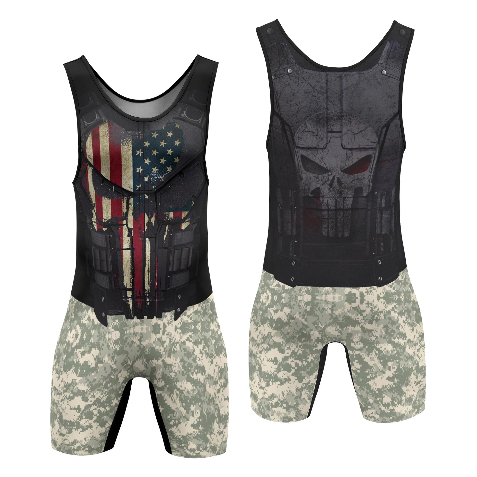 Punisher US Army Wrestling Singlets