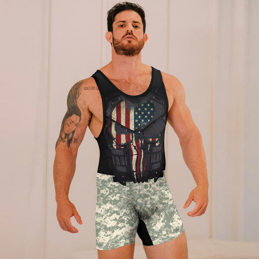 Punisher US Army Wrestling Singlets