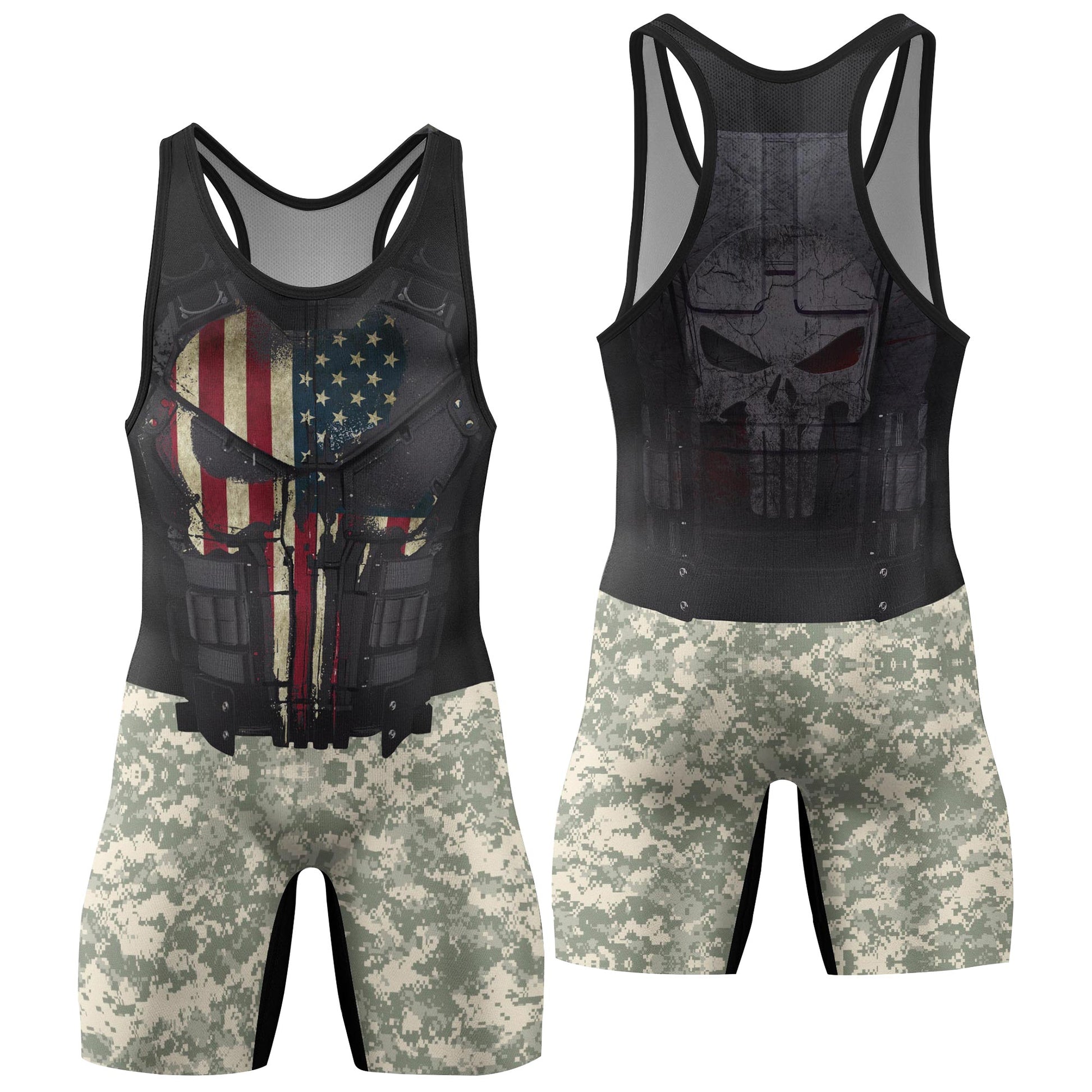 Punisher US Army Wrestling Singlets