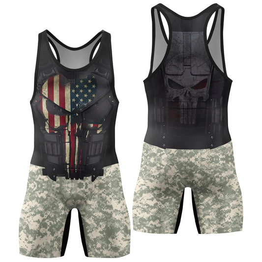 Punisher US Army Wrestling Singlets