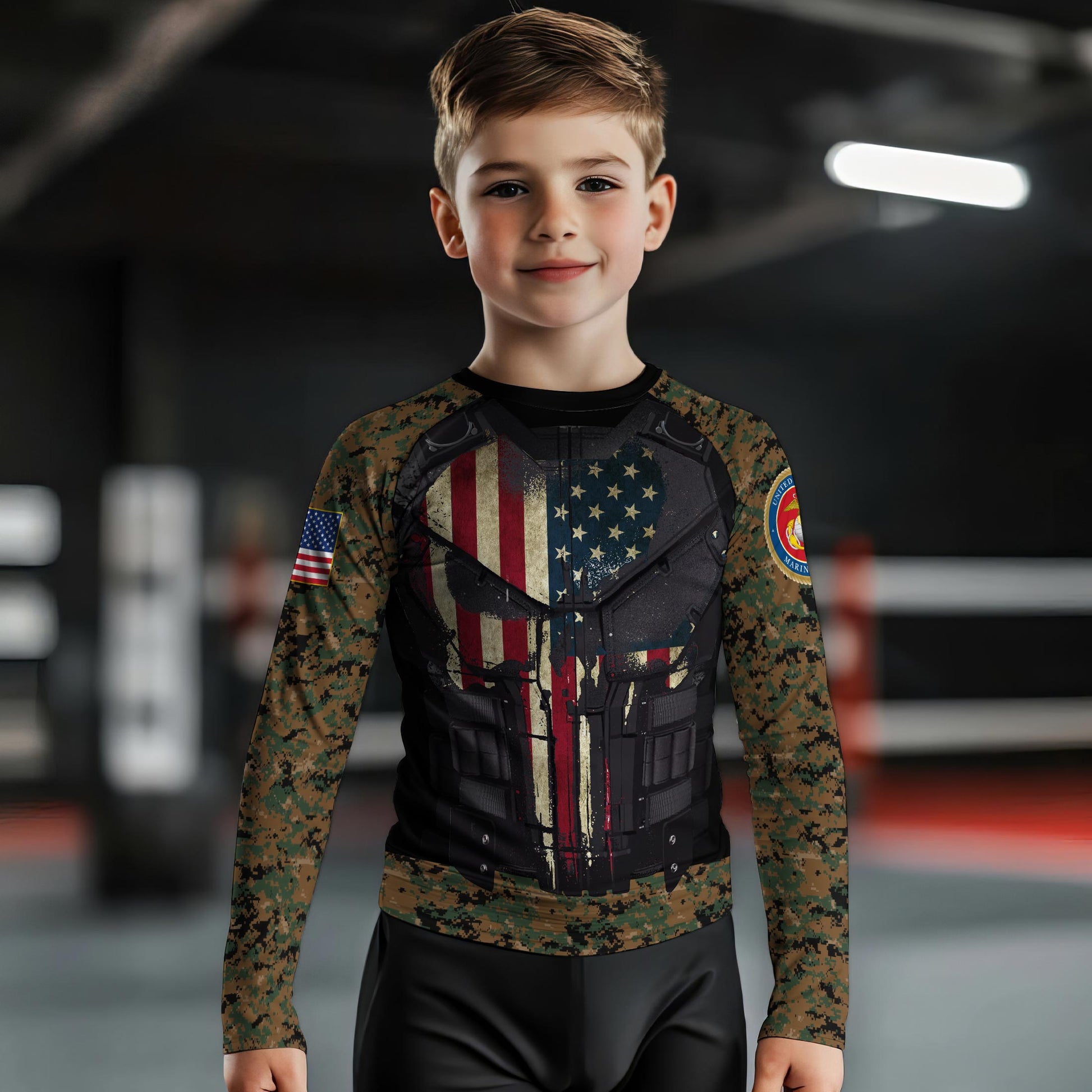 Punisher US Marine Kids Rash Guard