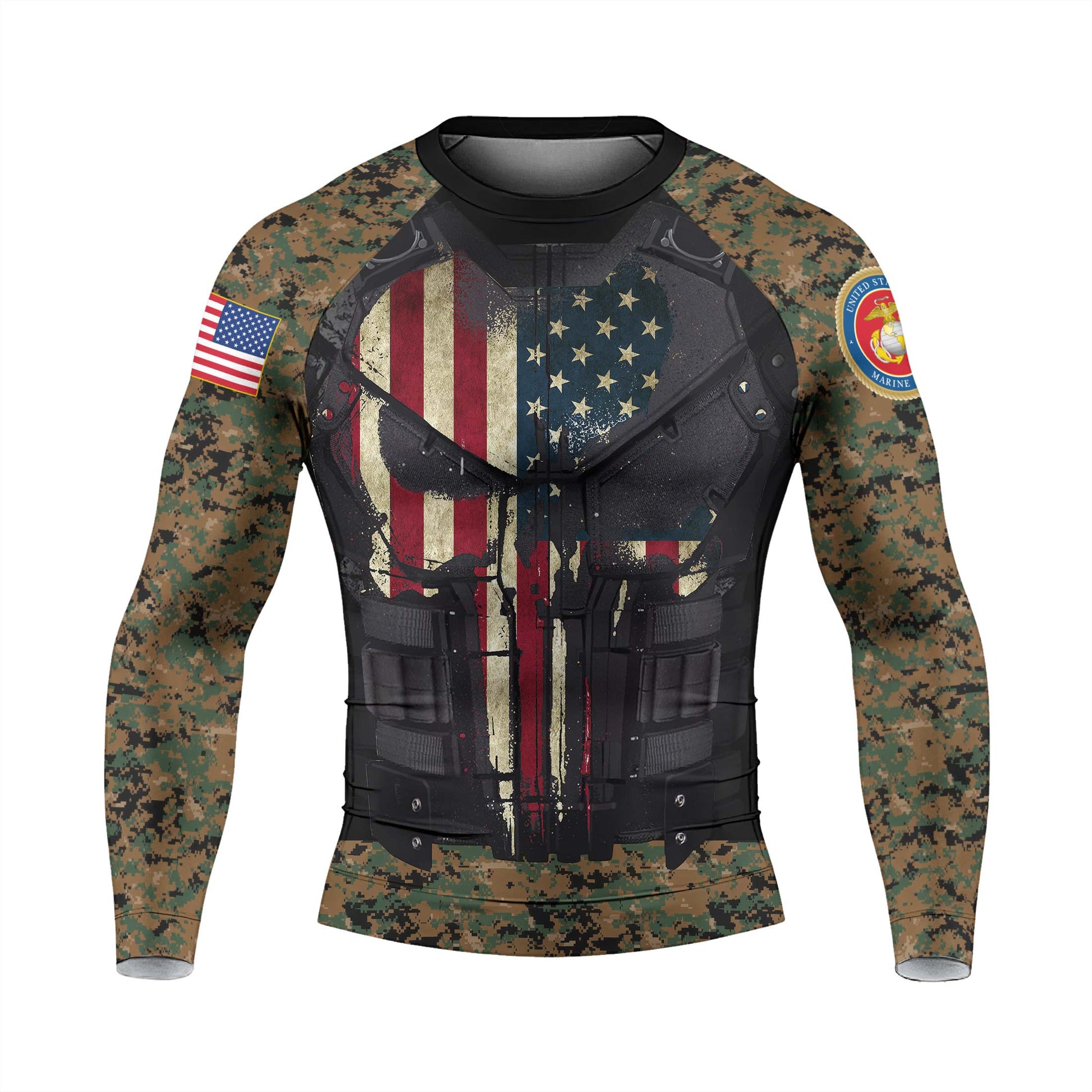 Punisher US Marine Men's Long Sleeve Rash Guard