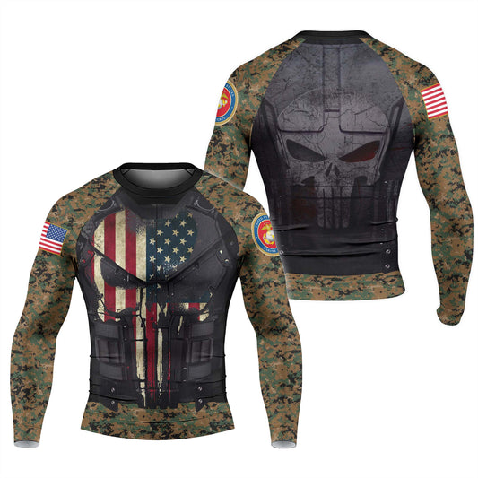 Punisher US Marine Men's Long Sleeve Rash Guard